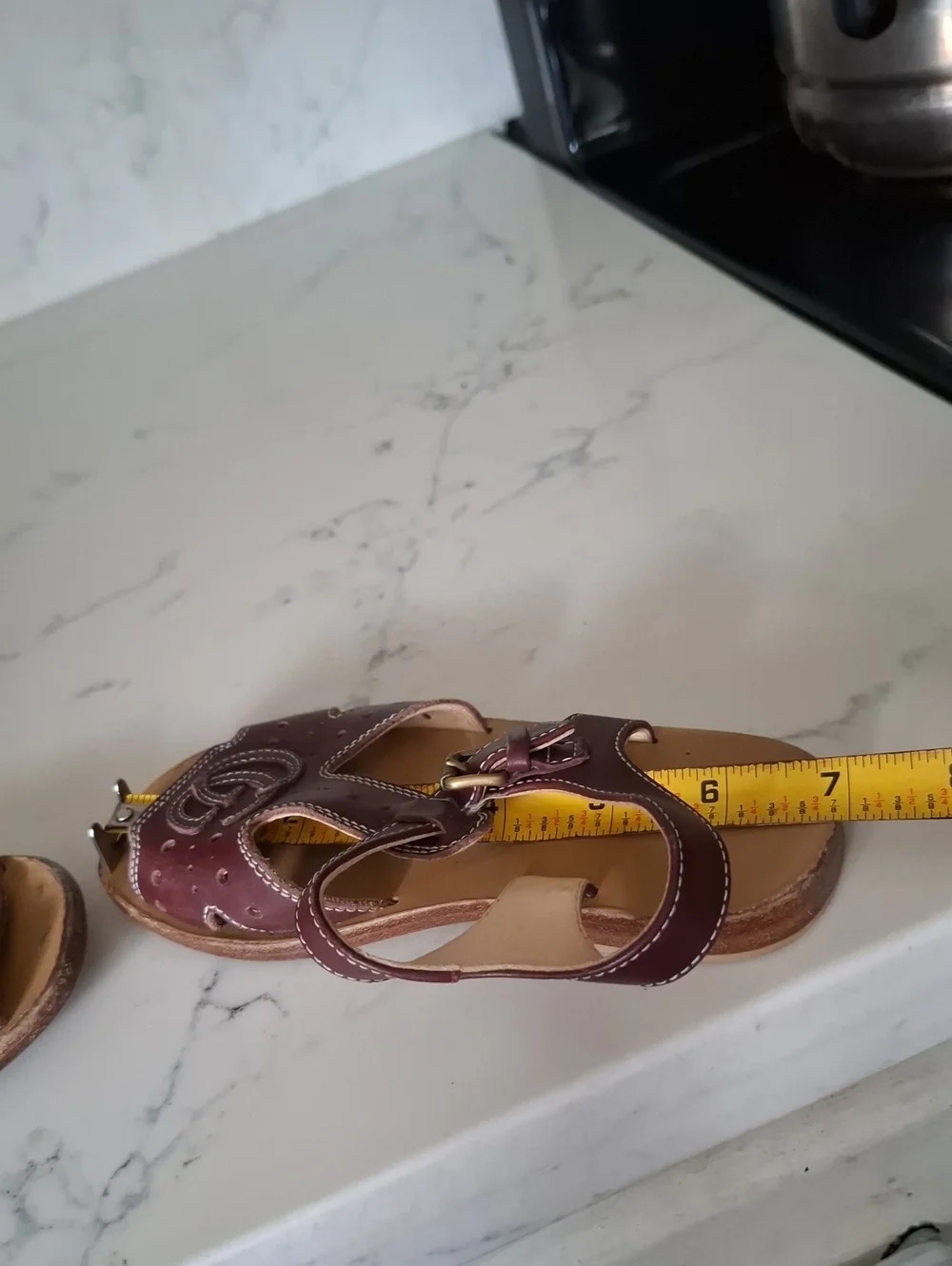 Gucci Girls Burgundy Leather Slingback Sandals